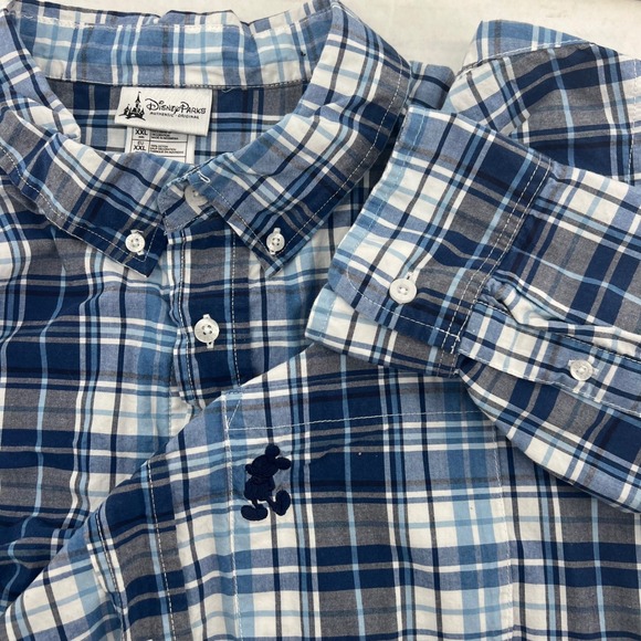 Disney Parks Other - Disney Parks men's Shirt XL Button Blue Original ‎ Plaid Shirt Mickey Logo